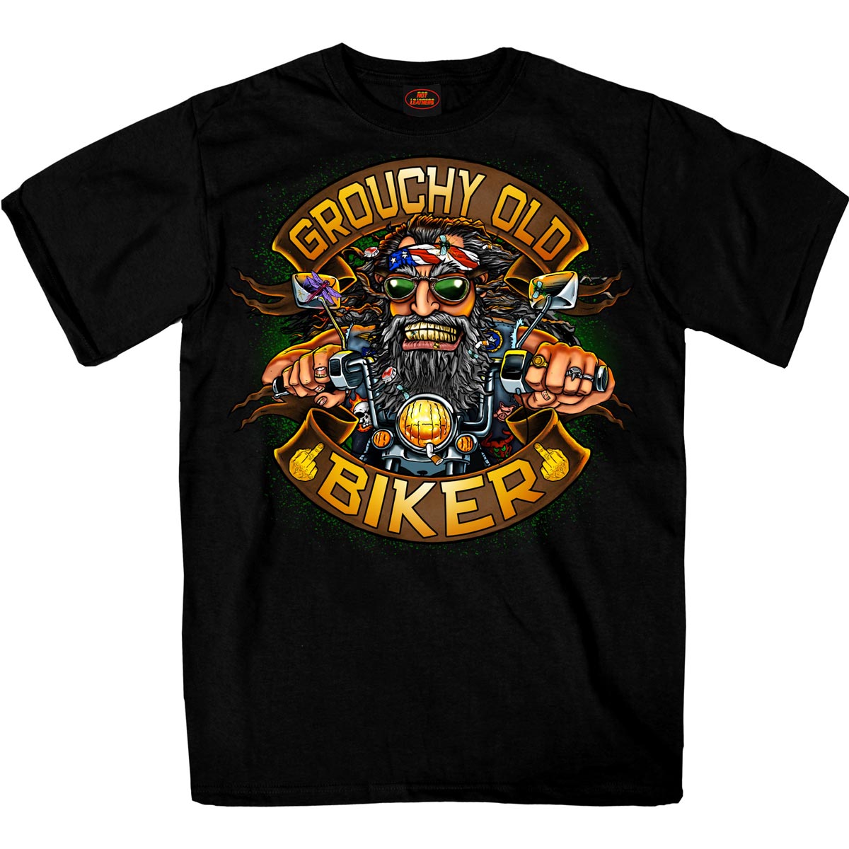 Hot Leathers GMS1508 Men's 'Grouchy Old Biker' Black Biker T-Shirt