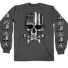 Hot Leathers GMS2391 Men’s ‘Flag Skull’ Long Sleeve Charcoal T-Shirt