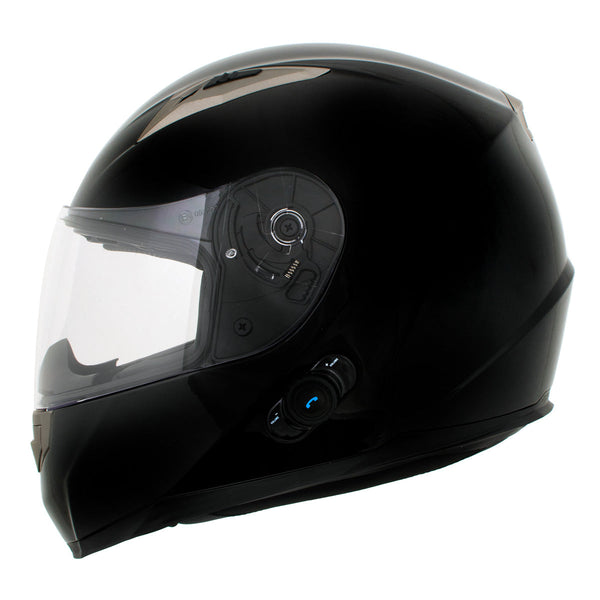 BLUETOOTH H510 Gloss Black 'Chit-Chat' Full Face Motorcycle Helmet w/ – HighwayLeather
