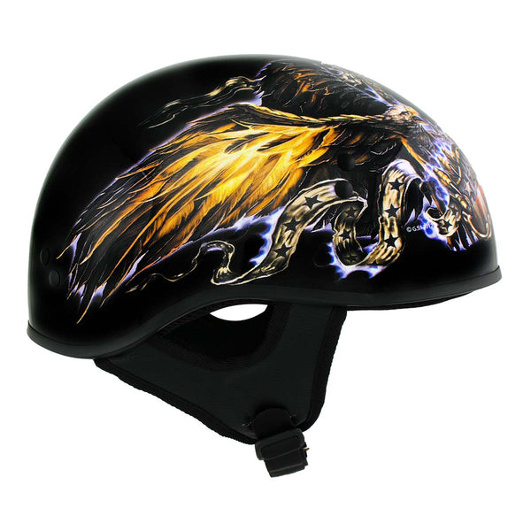 HLD1028 'USA Eagle' Flat Black Motorcycle DOT Approved Skull