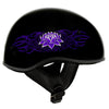 Hot Leathers HLD1005 Lady Lotus Gloss Black Motorcycle DOT Approved Skull Cap Half Helmet for Men and Women Biker