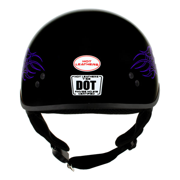HLD1005 Lady Lotus Gloss Black Motorcycle DOT Approved Skull Cap Half – HighwayLeather