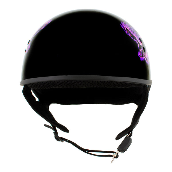 HLD1007 'Black Out Eagle' Gloss Black Motorcycle DOT Skull Cap Half He– HighwayLeather HLD1007 'Black Out Eagle' Gloss Black Motorcycle DOT Skull Cap Half He– HighwayLeather