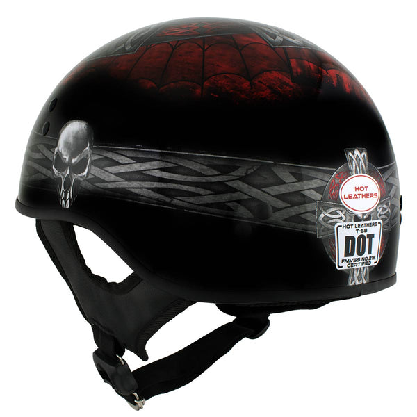 black red skull motorcycle helmet HLD1008 Black 'Celtic Cross' Motorcycle DOT Approved Skull Cap Half He– HighwayLeather
