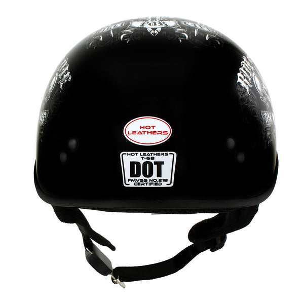 Hot Leathers HLD1016 'Ride or Die' Gloss Black Motorcycle DOT Skull Ca– HighwayLeather