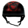 Hot Leathers HLD1018 Black 'Red Flame Skull' Motorcycle DOT Approved Skull Cap Half Helmet for Men and Women Biker