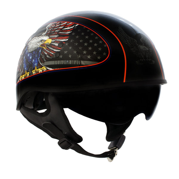 american flag motorcycle half helmet HLD1037 Gloss Black 'Up Wing Eagle USA' Advanced DOT Unisex Half Helme–  HighwayLeather