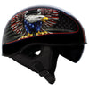 Hot Leathers HLD1037 Gloss Black 'Up Wing Eagle USA' Advanced DOT Unisex Half Helmet with Drop Down Tinted Visor