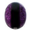 Hot Leathers HLD1039 Gloss Black Purple Skull Bouquet Advanced DOT Unisex Half Helmet with Drop Down Tinted Visor