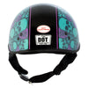 Hot Leathers HLD1041 Gloss Black 'Skull Bones Bolt' Advanced DOT Approved Half Helmet for Men and Women Biker