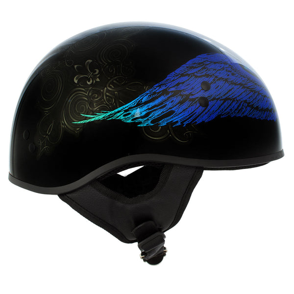 best ladies motorcycle helmet Hot Leathers HLD1045 Gloss Black 'Cross De Lis' Advanced DOT Approved – HighwayLeather
