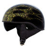 Hot Leathers HLD1047 Gloss Black 'Camo Skull Flames' Advanced DOT Skull Half Helmet with Drop Down Tinted Visor