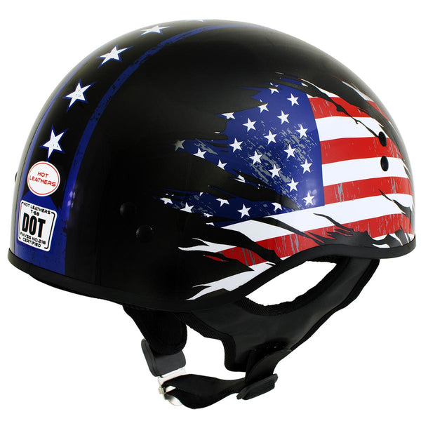 american flag 80s motorcycle helmet Hot Leathers HLD1051 'USA Flag (Star and Stripes )' Gloss Black Motorc