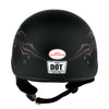 Hot Leathers HLD1052 New Purple Butterfly Flat Black Motorcycle DOT Skull Cap Half Helmet for Men and Women Biker