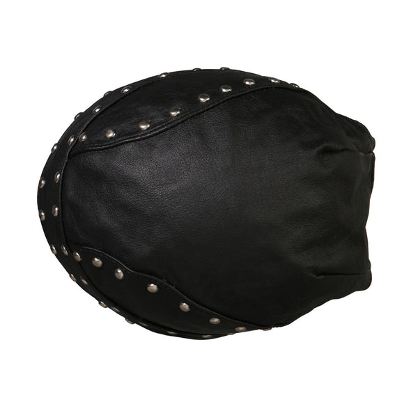 Rag & Bone Studded Leather Cap Leather Bandana Motorcycle Biker Doo Do Rag Punk Black  main image 4