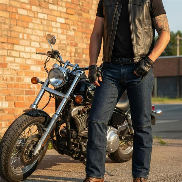BLUE Denim Chap lightweight Motorcycle Style Riding Chaps - Blue