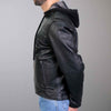 Hot Leathers JKM1030 Menâ€™s Black â€˜Carry and Concealâ€™ Leather Jacket with Flannel Lined Hood