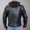 Hot Leathers JKM1030 Menâ€™s Black â€˜Carry and Concealâ€™ Leather Jacket with Flannel Lined Hood