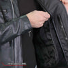 Hot Leathers JKM1030 Menâ€™s Black â€˜Carry and Concealâ€™ Leather Jacket with Flannel Lined Hood