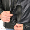 Hot Leathers JKM1032 Men’s Black ‘Skull Flag' Printed Leather Jacket with Concealed Carry Pockets