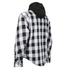 Hot Leathers JKM3006 Menâ€™s Black and White Hooded Armored Flannel Jacket