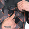 Hot Leathers JKM3202 Men's Grey Black and Orange Kevlar Reinforced Leather and Plaid Flannel Shirt