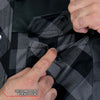 Hot Leathers JKM3203 Men's Grey and Black Kevlar Reinforced Leather and Plaid Flannel Shirt