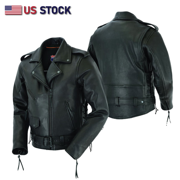 HL10888NKD Authentic Highway Patrol Leather Jacket Black Hardware Kidney  Back
