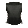 Milwaukee Leather LKL4700 Women's Black Leather Side Laces Round V-Neck Motorcycle Rider Vest with 4-Snaps Closure