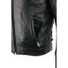 Milwaukee Leather LKM1765 Men's Black Vented Scooter Leather Jacket with Side Laces