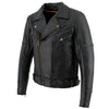 Milwaukee Leather LKM1770 Black Genuine Leather Motorcycle Jacket for Men, 1.3mm Thick Police Style Biker Jacket