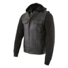 Milwaukee Leather LKM3714 Men's Black Club Style '2 in 1' Zipper Vest with Full Sleeve Hoodie and Quick Draw Pocket