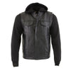 Milwaukee Leather LKM3714 Men's Black Club Style '2 in 1' Zipper Vest with Full Sleeve Hoodie and Quick Draw Pocket