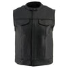 Milwaukee Leather LKM3720 Men's Black Leather Club Style Motorcycle Rider Vest with Concealed Snap Button Closure