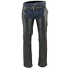 Milwaukee Leather Chaps for Men's Black Premium Leather- Classic Jean Style Pockets Motorcycle Riders Chap- LKM5781