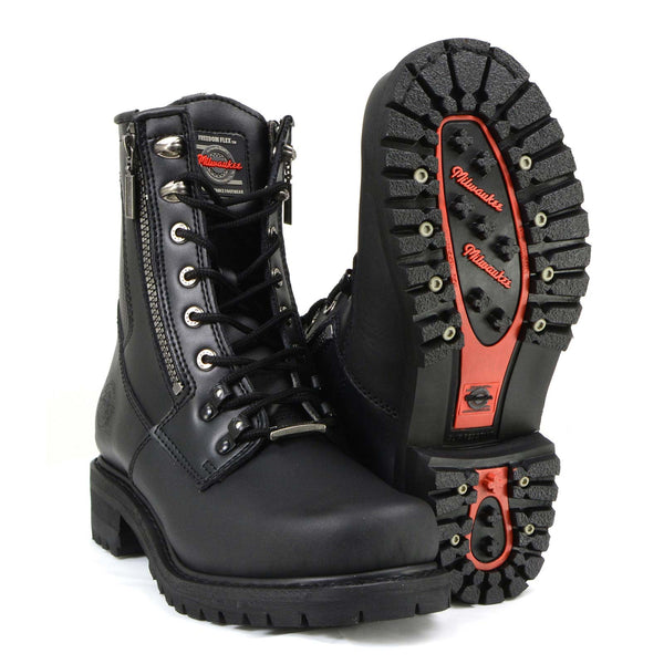 MB416 Men's Black Trooper Motorcycle Leather Boots– HighwayLeather