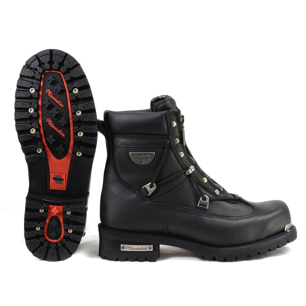 Milwaukee Accelerator Mens Motorcycle Boots Black Leather - The Western Company
