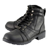 Milwaukee Leather MBL9300 Women's Black Leather Lace-Up Motorcycle Rider Boots with Size Zipper