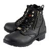 Milwaukee Leather MBL9320 Women's Black Leather Lace-Up Moto Boots with Side Zipper