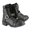 Milwaukee Leather MBL9325 Women's Black Lace-Up Leather Boots with Side Zipper