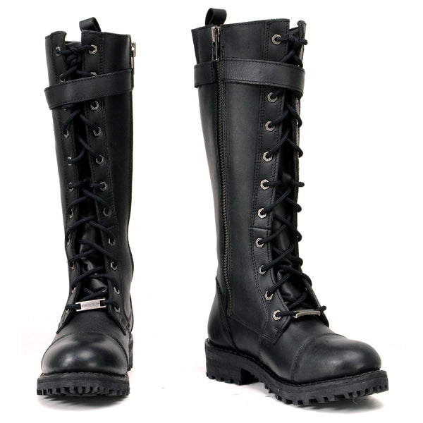 Knee High Harley Lace Up Boots MBL9357 Women's Black 14” Tall
