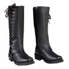 Milwaukee Leather MBL9365 Ladies Black 14-Inch Classic Harness Square Toe Leather Tall Boots with Lacing Detail