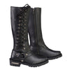 Milwaukee Leather MBL9365 Ladies Black 14-Inch Classic Harness Square Toe Leather Tall Boots with Lacing Detail