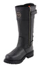 Milwaukee Leather MBL9385 Women's Black 15-Inch Calf Laced Leather Riding Boots with Side Zipper