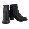 Milwaukee Leather MBL9405 Women's Short Black Boots with Side Zipper and Triple Buckle Adjustment