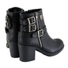 Milwaukee Leather MBL9405 Women's Short Black Boots with Side Zipper and Triple Buckle Adjustment