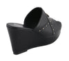 Milwaukee Performance MBL9407 Women's Black Open Toe Wedge Sandals with Studs