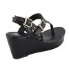 Milwaukee Performance MBL9411 Women's Black Wedge Sandals with Buckled Straps