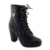 Milwaukee Performance MBL9418 Women's Black Lace-Up Platform Boots with Studded Accents