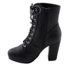 Milwaukee Performance MBL9418 Women's Black Lace-Up Platform Boots with Studded Accents